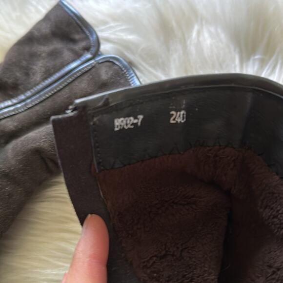 Brown/Gray Suede Block Heel Boots Size 7 - Picture 7 of 9